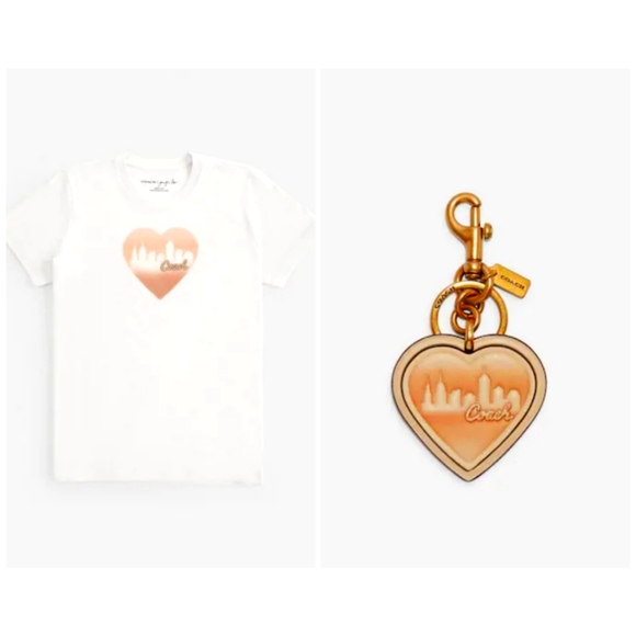 Coach x Jennifer Lopez Heart City T-shirt and Bag Charm Bundle - Picture 1 of 11